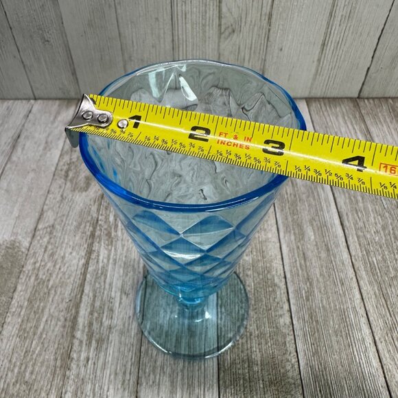 Vtg EAPG Bryce Brothers Style Water Goblet Sky Blue Diamond Quilted 7" Set of 4 - Picture 6 of 8